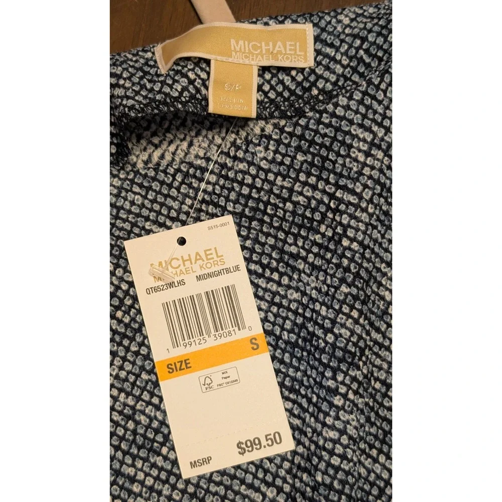 Michael Michael Kors  Ruched Side Tie Sleeveless Top  Blue Multi SMALL NWT NEW